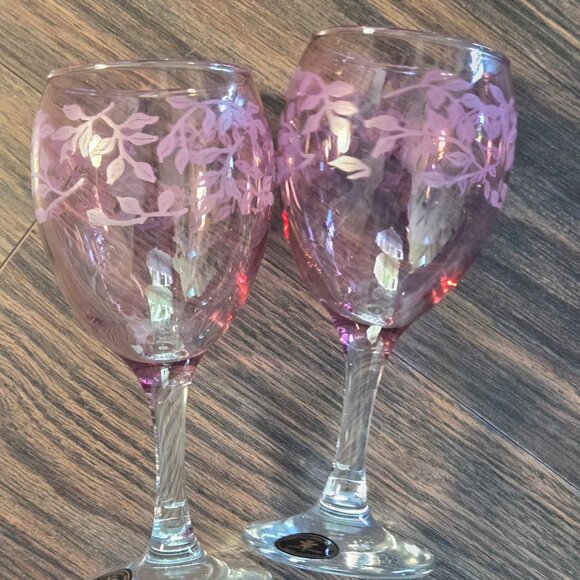 Vintage Italian CRISTALLERIA FUMO Purple Wine Goblets (Made in Italy) NWOT (2) - Picture 5 of 7